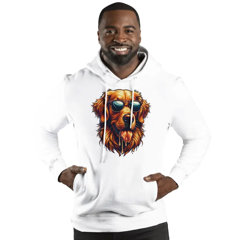 Cool Golden Dogo WIth Shades Ultimate Fleece Unisex Pullover Hoodie | Threadfast 320H