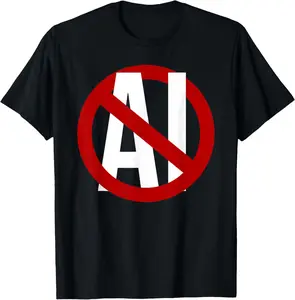 100% Cotton No To AI Generated Images Stop Sign, Anti AI-Generated Art T-Shirt
