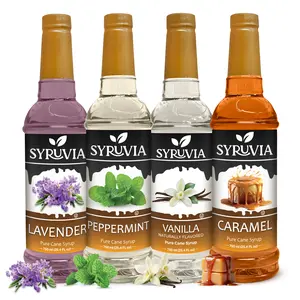Syruvia Premium Coffee Syrup Variety Pack – Lavender, Peppermint, Vanilla & Caramel Syrup – Perfect for Coffee, Lattes & Desserts – 25.4 Fl oz Bottles (4 Pack)