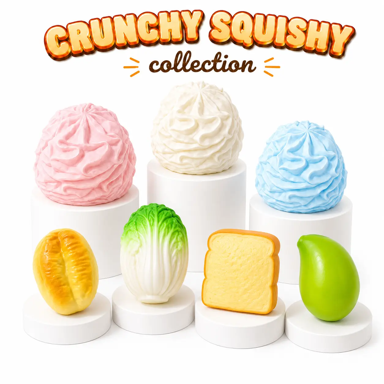 Crunchy Squishy Fidget Toys, Crunchy Sound Peanut Stress‑Relief Tactile Fidget Toy, ASMR Crunchy Cheese Butter, Crunchy Food-Shaped Squeeze Toy, Fruit Shape Sensory Toy for Kids & Adults Perfect Classroom Party Favor