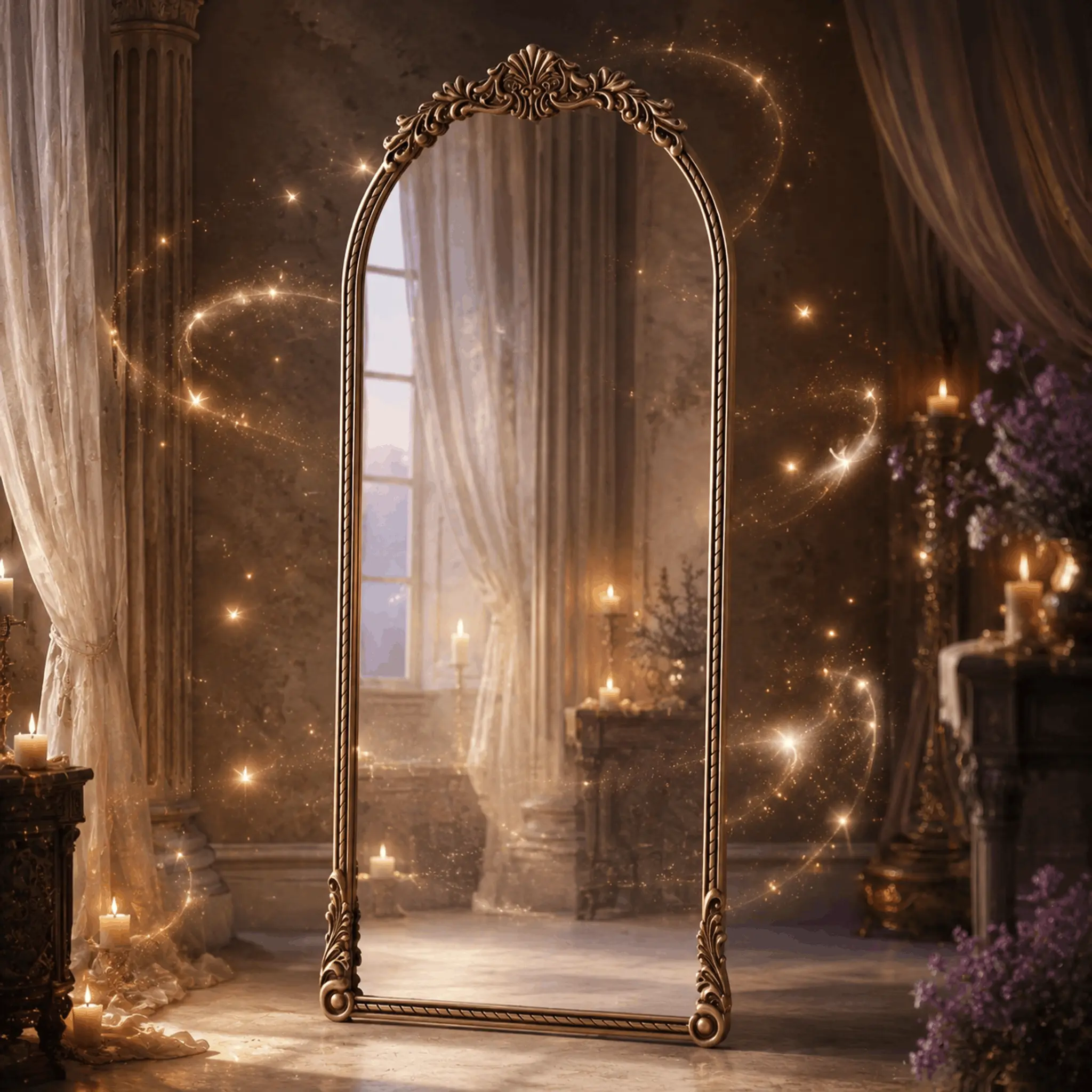Littleox Classic Retro Oval Relief Wall Mirror with Vintage Gold Frame, Exquisite Carved Embossed Design Hanging Mirror, Luxury Elegant Decor Wall Art to Elevate Bedroom, Hall and Living Room Layout