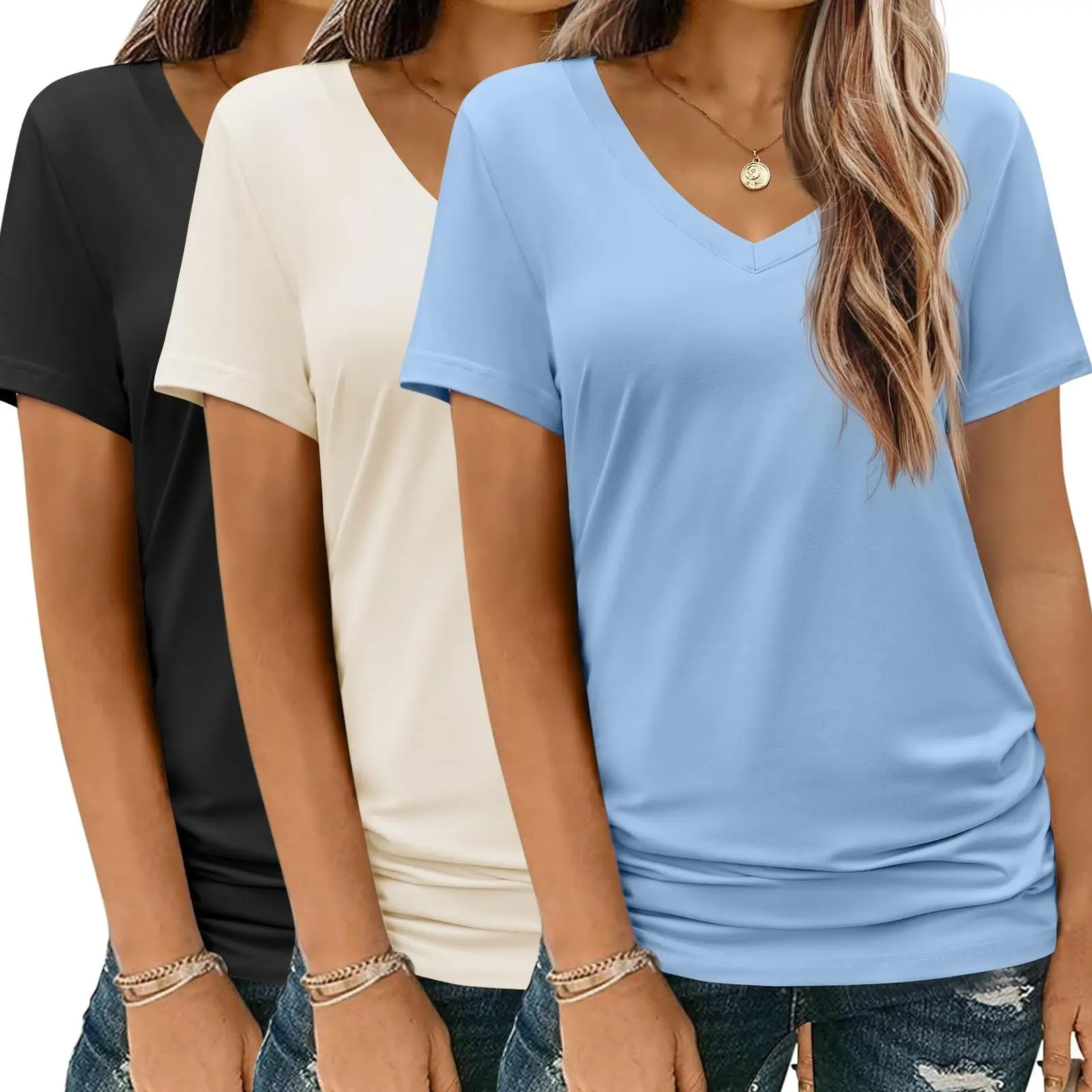 Black, Apricot, Light Blue