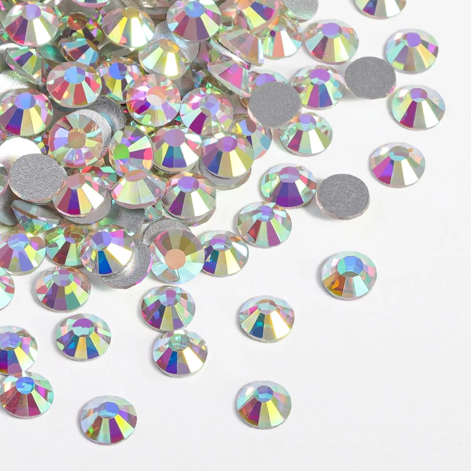 Glass Flatback Rhinestones, 1440pcs 4.6-4.8mm SS20 Crystal AB High-Shine Adhesive Gems for Nail Art Decorations, DIY Crafts, Clothes Projects