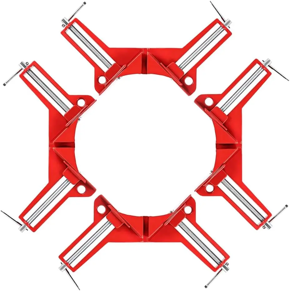 4Pcs 90 Degree Right Angle Clamp Aluminium Alloy Corner Clamps Adjustable Square Clamp DIY Woodworking Hand Tools for Picture Frames, Glass Holder, Fish Tanks, Cabinets