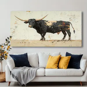 Canvas Wall Art Bull Painting Modern Abstract Framed Painting, High Quality Canvas Print for Living Room Bedroom Office Home Decor