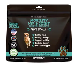Vitamin Paws Mobility Hip & Joint Chews - Dog Supplement with Glucosamine, Chondroitin, MSM, Turmeric, Omega 3, Salmon Oil for Joint Health Dog Treats
