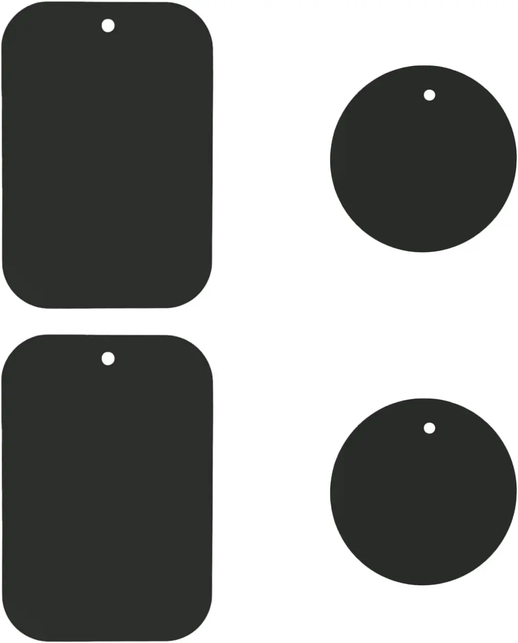 Universal Metal Plate 4 Pack for  Phone  Mount Holder Cradle, Compatible with   Mounts- 2 Rectangle and 2 Round, Black