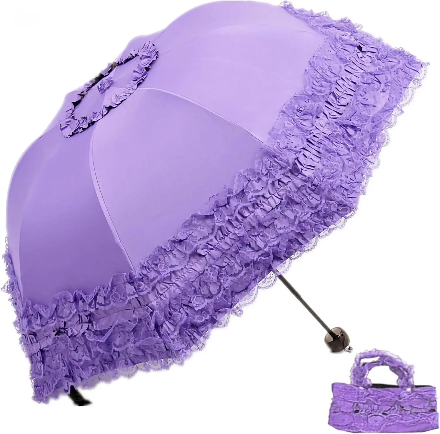 Durable Flower Lace Parasol, Gothic Lolita UV Sun Protection Umbrella, Halloween Photoshoot Prop & Party Decoration
