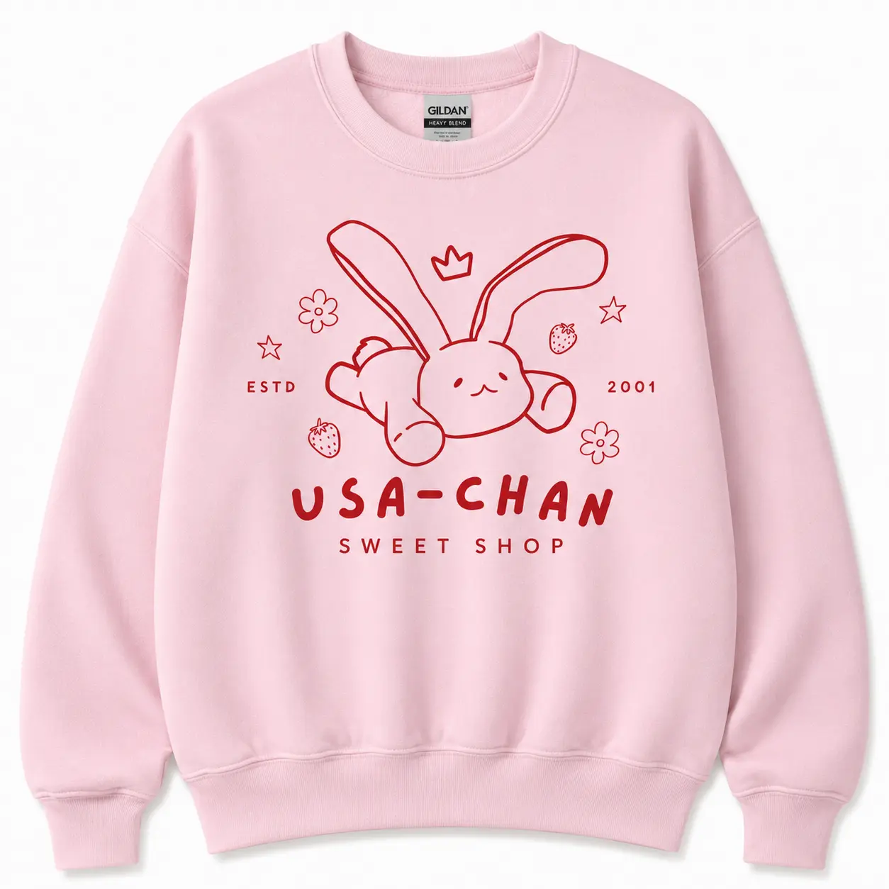 Women's Pullover Sweatshirt Hoodie with Ouran High School Host Club Usa-Chan Graphic, Loose-Fit Cotton-Polyester Blend, Cute Sweatshirt, Women's Clothes, Fabric, Crew Neck, Cotton Blend, Cute Retro, Graphic Print, Halloween, Holiday