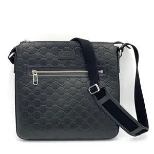 Pre-owned GUCCI Leather Messenger Bag Signature Zip Guccissima Medium #3641