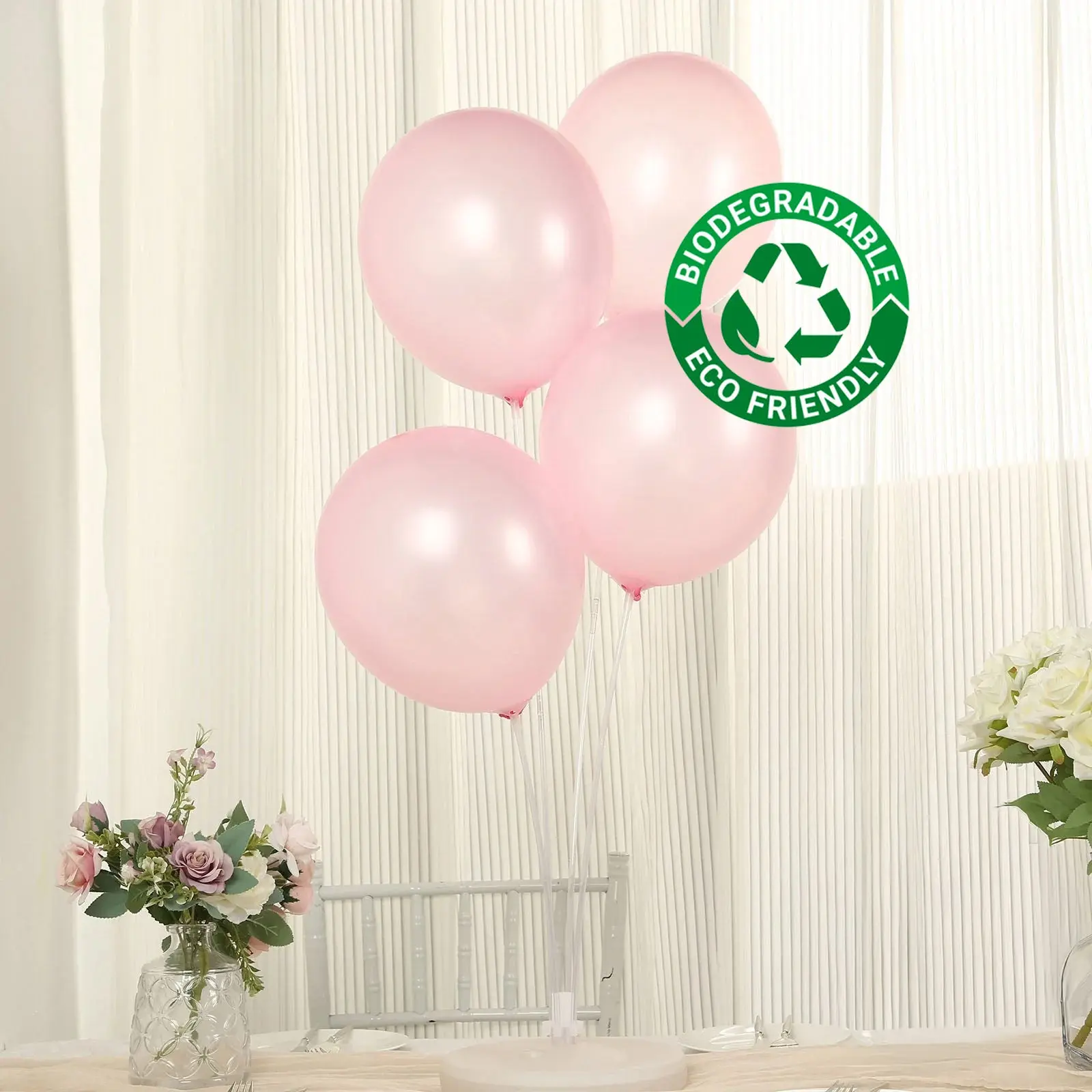 50-Pack 12" Blush Pink Biodegradable Latex Balloons, Thick Extra-Strong Helium Balloons for Wedding Party Supplies (Home & Festive Party Essentials)