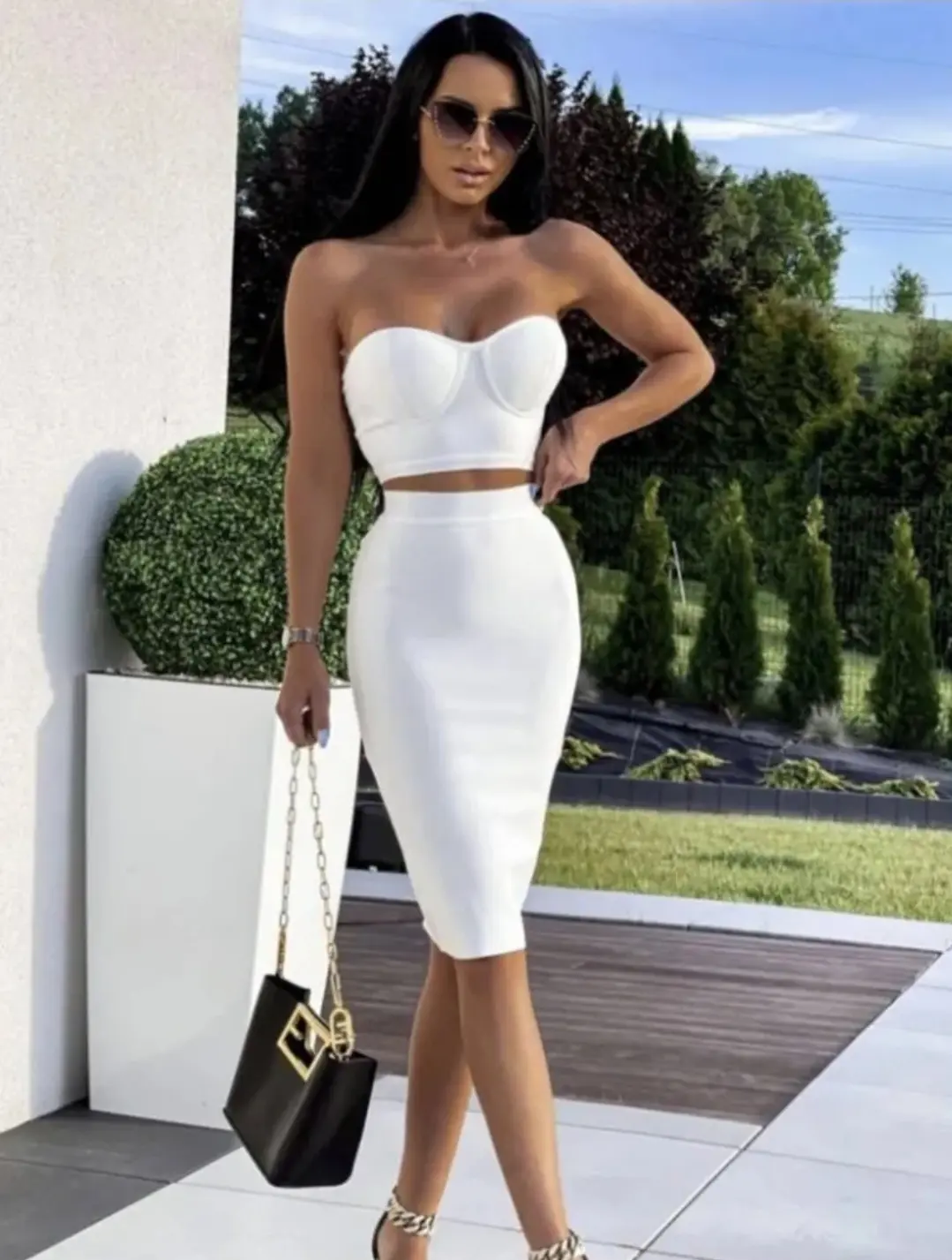 Women Bandage 2 Pieces Sexy Party Dress