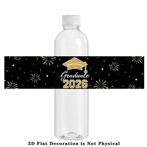 18 pieces, 8.6*2 inches, graduation season mineral water bottle stickers, 2026 graduation season water bottle decorations, graduation rectangular gift package sealing stickers, Decorative Stickers