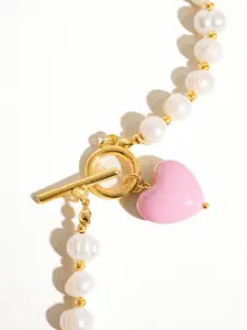 When in Paris Vintage Fresh Water Pearl Heart Charm Necklace dress natural  pearl  jewelry
