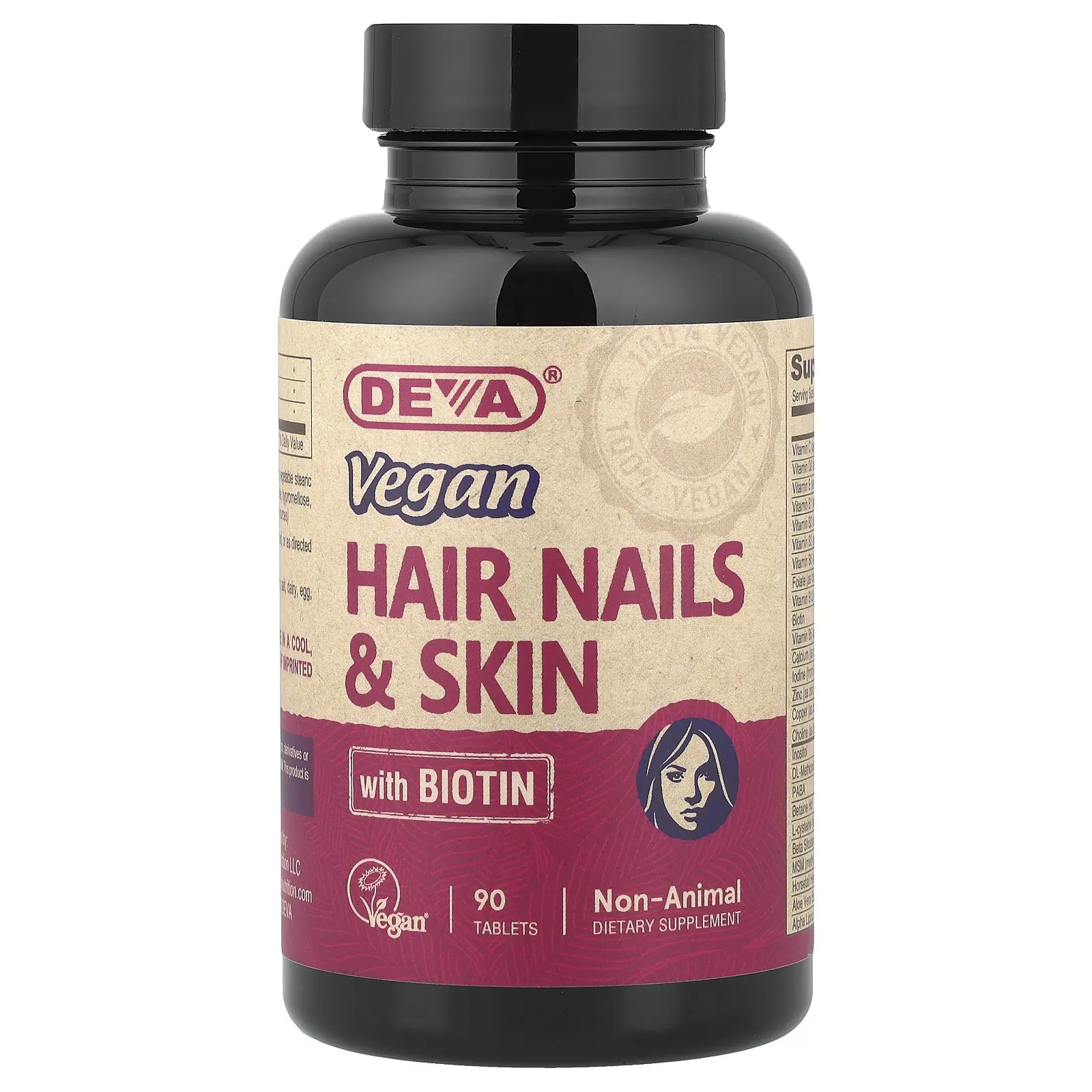 Deva Vegan Hair Nails & Skin with Biotin, 90 Tablets