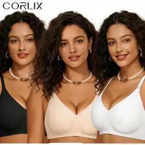 CORLIX Jelly Bras for Women, Ultra-Soft Jelly Fabric Wireless Push Up Bra, Seamless Minimizer Bralette, Adjustable Straps Plus Size Comfort Bra, Full Coverage No-Show Invisible Bras, Jelly Wireless Push Up Bras, Wirefree Everyday Bralette