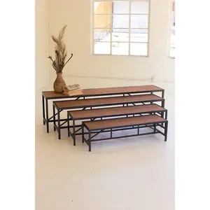 Set Of Four Metal And Wood Display Risers