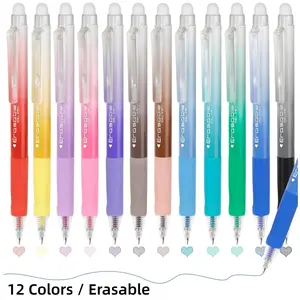 12 Pack Erasable Gel Pens – Retractable Fine Point Colored Pen with Eraser Top, Smooth Writing 0.7mm Aesthetic Ink Pens for Drawing Journaling Note Taking Crafts Painting, Cute Easy to Use Stationery Set for School Office Students Teachers Artists Gift