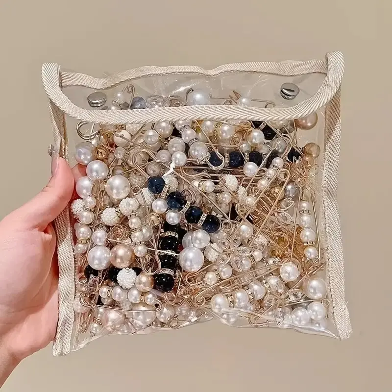 Elegant Faux Pearl Waist Pin Set, 40 Pieces, Various Sizes, Ideal for Clothing Fixing & Dresses, Daily Wear Accessory Gift Idea, Fashion Accessory, Pearl Pins