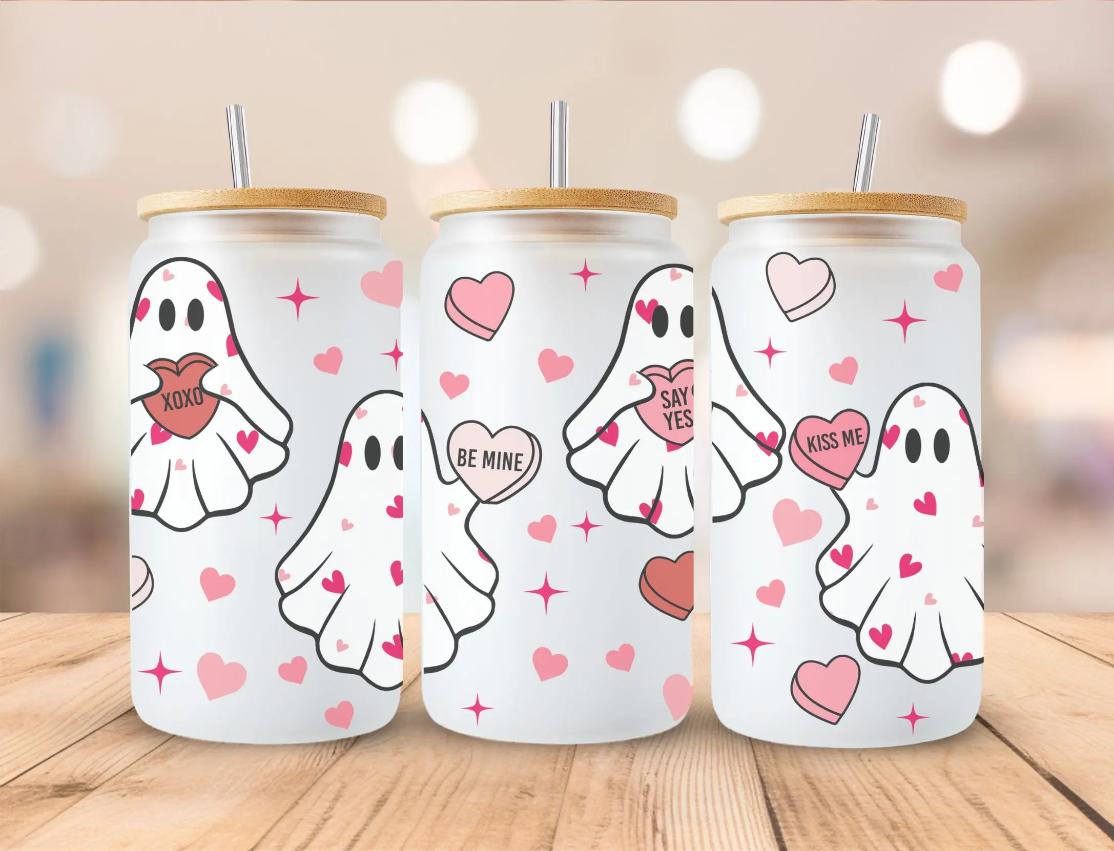 Lovely Ghosts 16 oz Glass Can