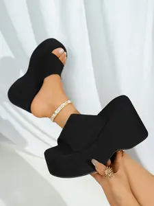 Women's New Wedge Heel Thick Sole Sandals, Plain Comfortable Height Increase Shoes, Perfect for Party Wedding Evening Beach Travel