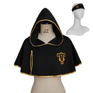 Black Cloak Robe Cape Hooded Cloak Danny Phantom Costume with Headband for Men