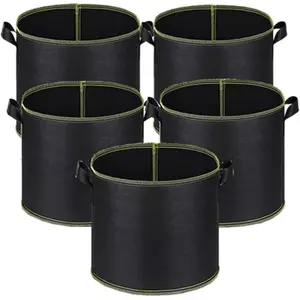 5-Pack 3 Gallon Grow Bags Heavy Duty 300G Thickened Nonwoven Fabric Pots Plant Grow Bags with Handles,for Low Stress Plant Training Fruits, Vegetables, and Flowers(Black) tiktokshopspringglowup