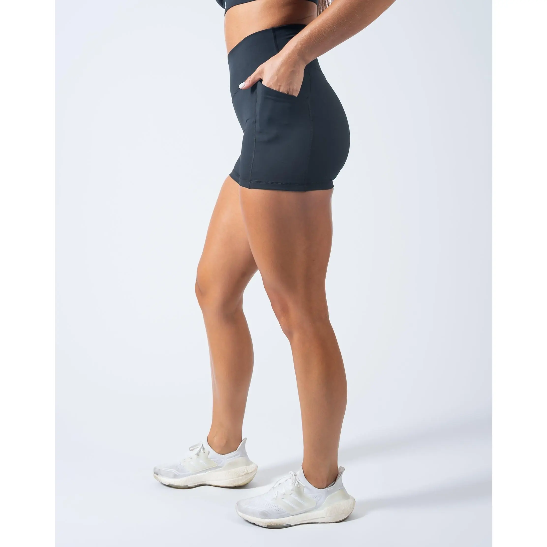 Lux High Waisted Rio Shorts (Multi-Lengths) - Black Fit Fabric