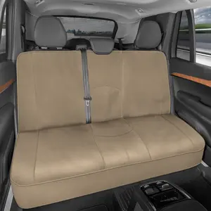 Motor Trend SpillGuard Waterproof Rear Bench Car Seat Cover, All Beige Stitching – Split Bench Rear Seat Protector with Neoprene Padding, Back Seat Cover for Kids & Dogs, Car Interior Covers