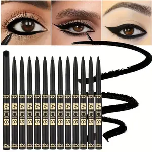 12-Pack Waterproof & Smudge-Proof Heavy-Duty Black Eyeliner Gel Pencil - Long-Lasting, Sweatproof, Easy Application for Bold Winged Liner, Smudge-Resistant for Eyes/Contact Users (Beginner-Friendly)