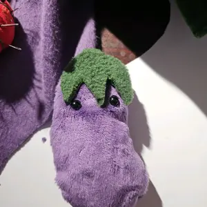 handmade eggplant stuffed toy with squeak