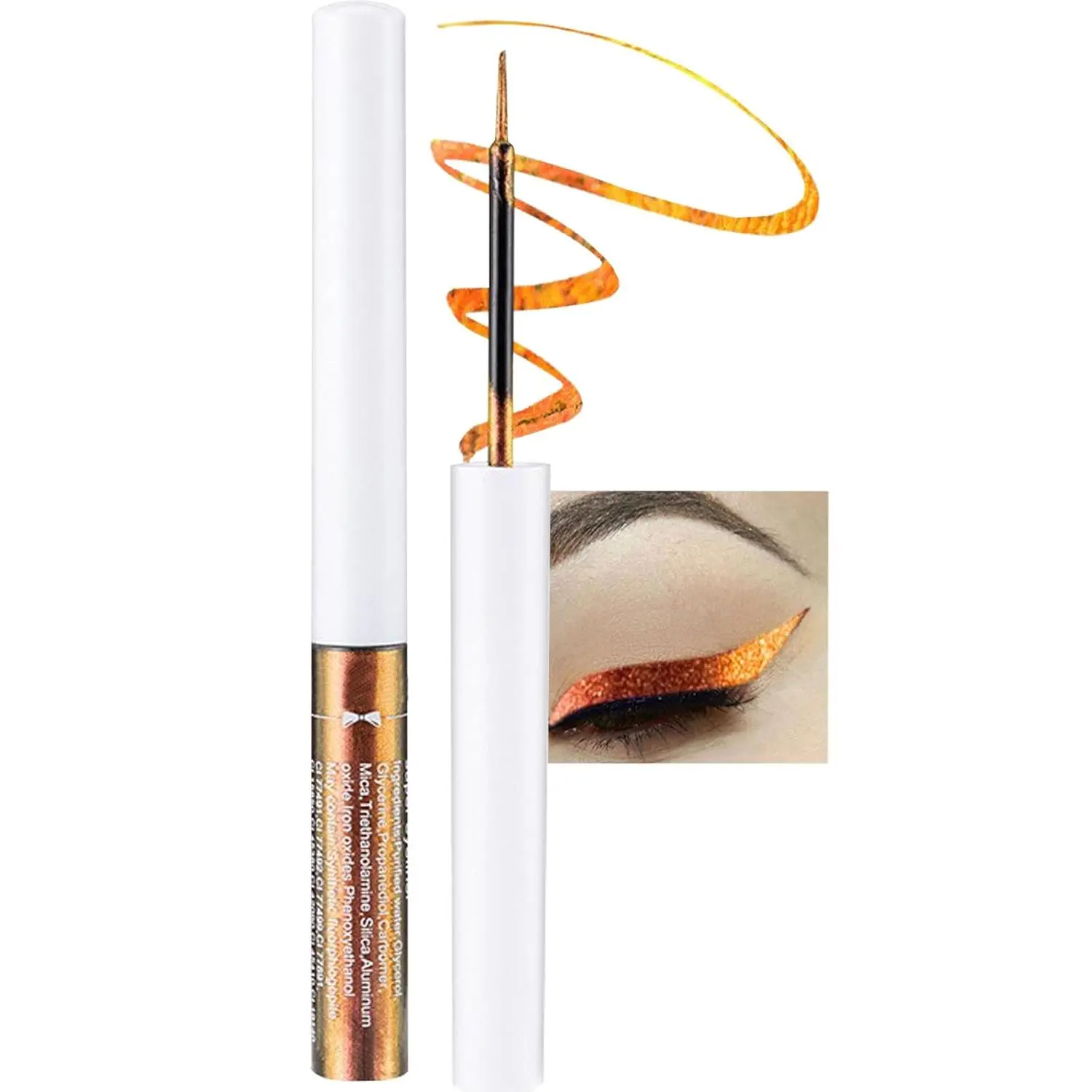 Liquid Glitter Eyeliner Pen with a Chameleon Multichrome Effect, High-Pigmented Metallic Cosmetic, Cruelty Free Makeup with Ultra-Fine Tip - Brown Gold (03), Multichrome Shine, Apply Precisely, Long Lasting
