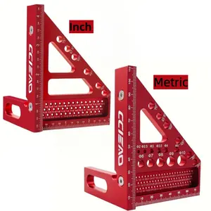 Metric, Inch and British Imperial System Aluminum Alloy 3D Multi Angle Measurement 22.5-90 Degrees - Woodworking Right Angle Ruler - Woodworking Measurement Tool with Positioning Pin Layout
