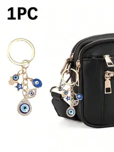 Bohemian Blue Evil Eye Keychain Vintage Bag Charm and Keyring Protector, Cute Key Chain for Wallet and Backpack, Stylish Protective Amulet Gift for Friends