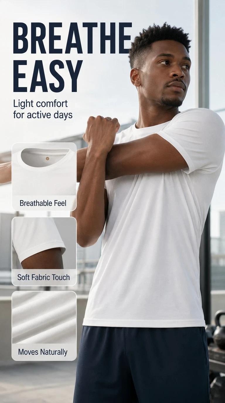 5 pcs men’s quick-dry short-sleeve T-shirts for casual sports—running, fitness, outdoor activities—available in various colors; comfortable and stylish yoga/fitness activewear workout short sleeves