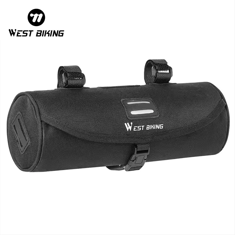 WEST BIKING Outdoor Cylindrical Bike Bicycle Handlebar Gym Storage Bag Front Portable MTB Cycling Bike Travel Bicycle Frame Bags Bicycle Accessories
