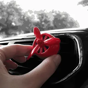 Harkapy 2-Pack Car Air Freshener Vent Clip Propeller Design Rotating Fragrance Diffuser Alloy Material for Universal Car Vents with Replaceable Scent Tablets