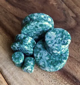 PAIR of Unique Amazonite Semi-Precious Organic Stone Plugs - Gauges 8g (3mm) up to 9/16" (14mm)