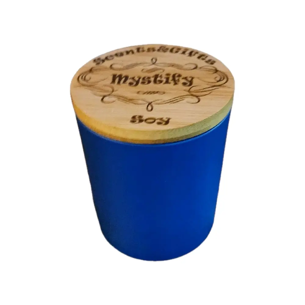 Scents&Gifts Mystify Premium Soy Candle with Bamboo Lid for Home Decor and Laser Top Design Decoration
