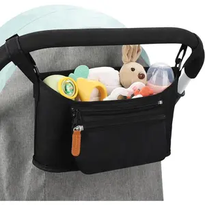 Universal Stroller Organizer with Detachable Phone Bag Stroller Bag Caddy for Uppababy Baby Jogger Nuna Doona Britax Stroller Accessories