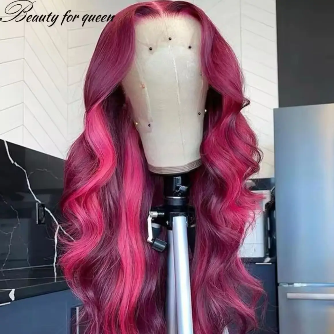 Pink Lace Frontal Human Hair Wigs HD Transparent Lace Frontal Wigs