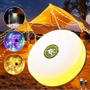2Pack Camping String Lights, 4 in 1 Portable Camping Light Rechargeable, 8 Lighting Modes, USB Charging, Quick Storage,  Waterproof Tent Lights String for Camping, Hiking, Yard, Christmas