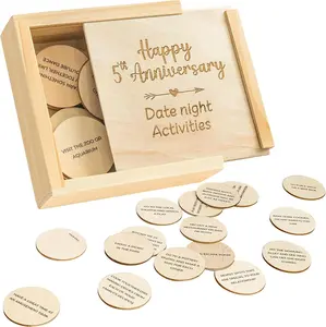 5 Year Wood Gift for Him Her - 5th Anniversary Wooden Gifts for Wife Husband, Marriage Gifts for Couple, Fifth Wedding for Men, Date Night Box Idea