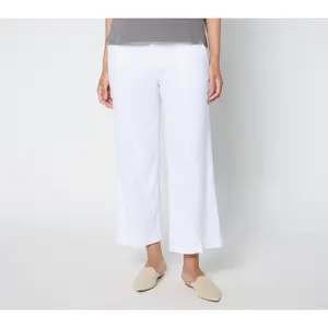 NYDJ Wide Leg Stretch Linen Cropped Cargo - Optic White