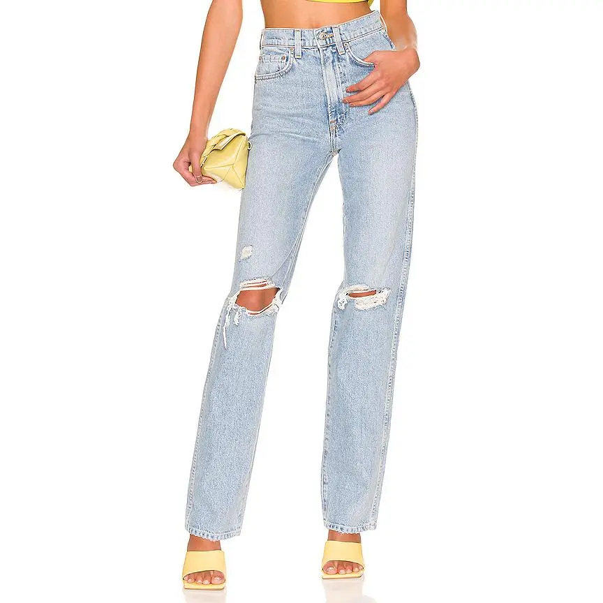 GRLFRND Sara Super High Rise Slim Straight Jeans in Red Rock