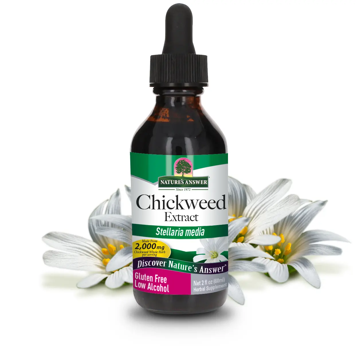Nature's Answer Chickweed Herb with Organic Alcohol, 2-Fluid Ounces | Promotes Healthy Skin | Helps with Itchy Skin | Supports Skin Hydration