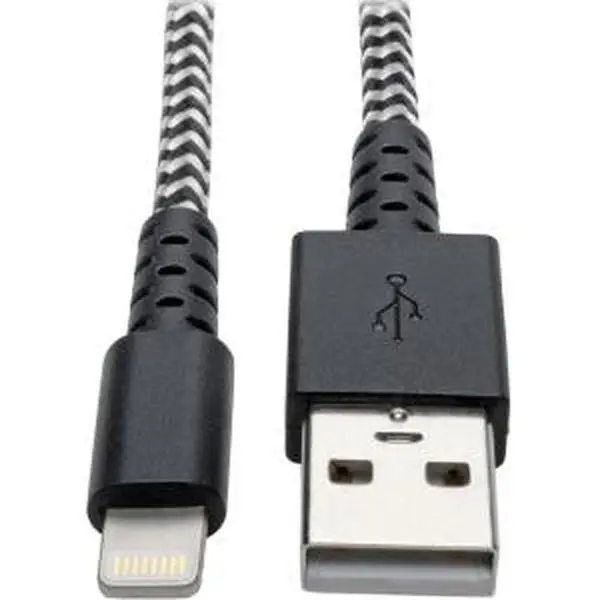 Tripp Lite M100-006-HD 6 ft. Heavy-Duty Black Lightning to USB Charging Cable - Electronic Connector for Smartphones, Mobile Devices