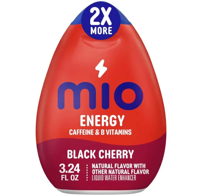 MiO Energy Black Cherry Liquid Water Enhancer Drink Mix, 2x More, 3.24 Fl Oz Bottle, As Seen on TikTok