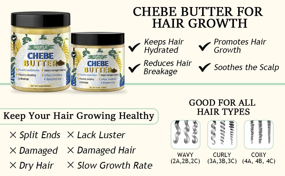 Chebe Hair Butter for Growth and Thickening Deep Moisturizing Hair Grease Natural Conditioner for All Hair Types Shampoo Blend,2 Pack,valentine's day gifts for her/him,valentine's day gifts for her/him