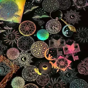 Silver Holographic Sticker Pack | Magical Symbol Stickers | Moon | Sun | Astrology | Witch | Journal | 45 Pack